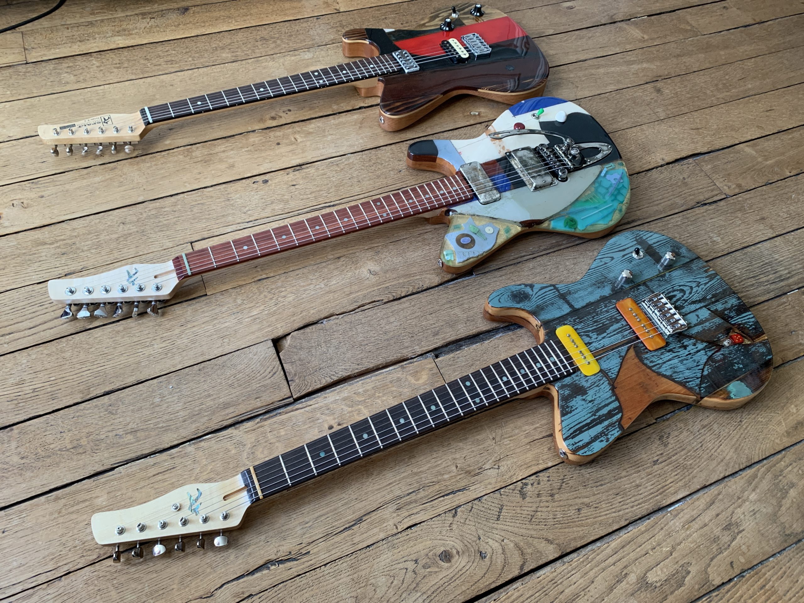 Featured in the showroom: 3 Spalt Instruments guitars by luthier Michael Spalt